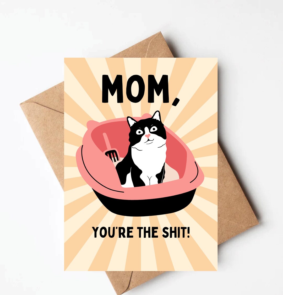 Funny Tuxedo Cat Mother's Day Card, Cat Mom Card, Mothers Day Card From ...