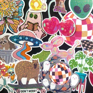Bulk sticker grab bag, assorted sticker pack, holographic water bottle stickers, waterproof stickers for laptop decals, cute funny stickers