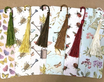 Garden bookmarks, pretty bookmarks for women, bookmarks with tassel, pretty bookmark set, bee bookmark, ladybug bookmark, bird bookmarks