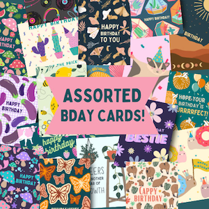 Bulk birthday cards, assorted birthday card grab bag, cute unique colorful birthday cards