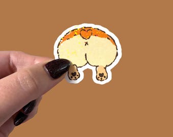 Corgi butt sticker, dog waterproof sticker for laptop or water bottle