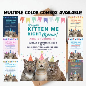 Cat birthday invitation, cute cat birthday invite, printable birthday invitation, are you kitten me, boy cat invite, girl cat invite