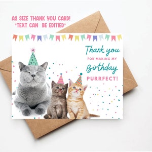 Cat Birthday Invitation, Cute Cat Birthday Invite, Printable Birthday ...