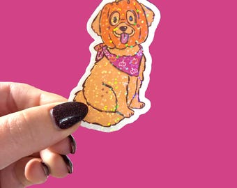 Fall golden retriever sticker, pumpkin dog waterproof sticker for laptop or water bottle