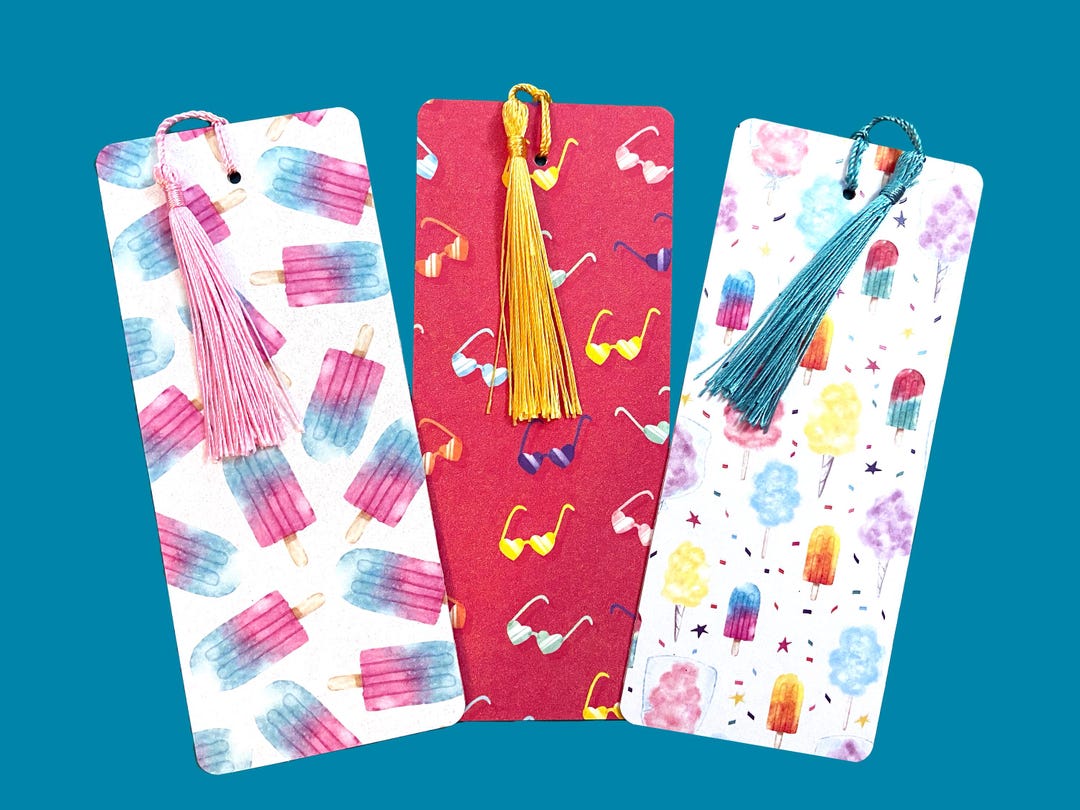 Summer Treats Bookmark Set Bookmark With Tassels, Popsicle Cotton Candy ...