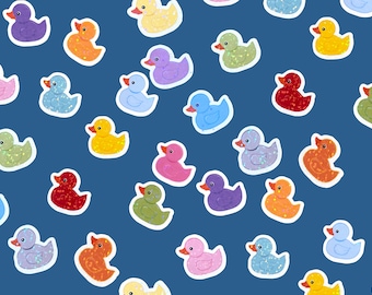 Mini holographic rubber duck stickers, bulk mini stickers, cute duck lover stickers, space filler stickers for laptop or water bottle