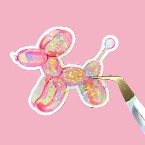 Holographic balloon dog sticker, cute dog sticker, waterproof sticker for laptop or water bottle, balloon animal stickers