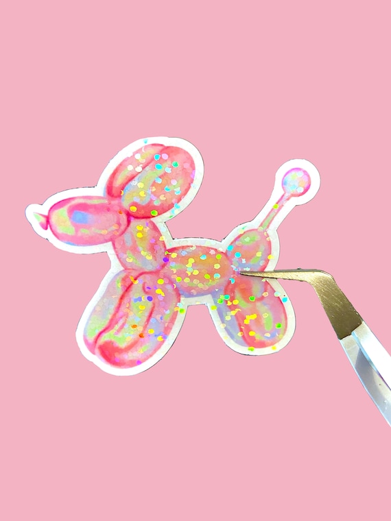 Holographic balloon dog sticker, cute dog sticker, waterproof sticker for laptop or water bottle, balloon animal stickers