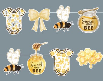 Sweet as can bee baby shower shower garland, honey bee banner bunting, bee baby shower decorations