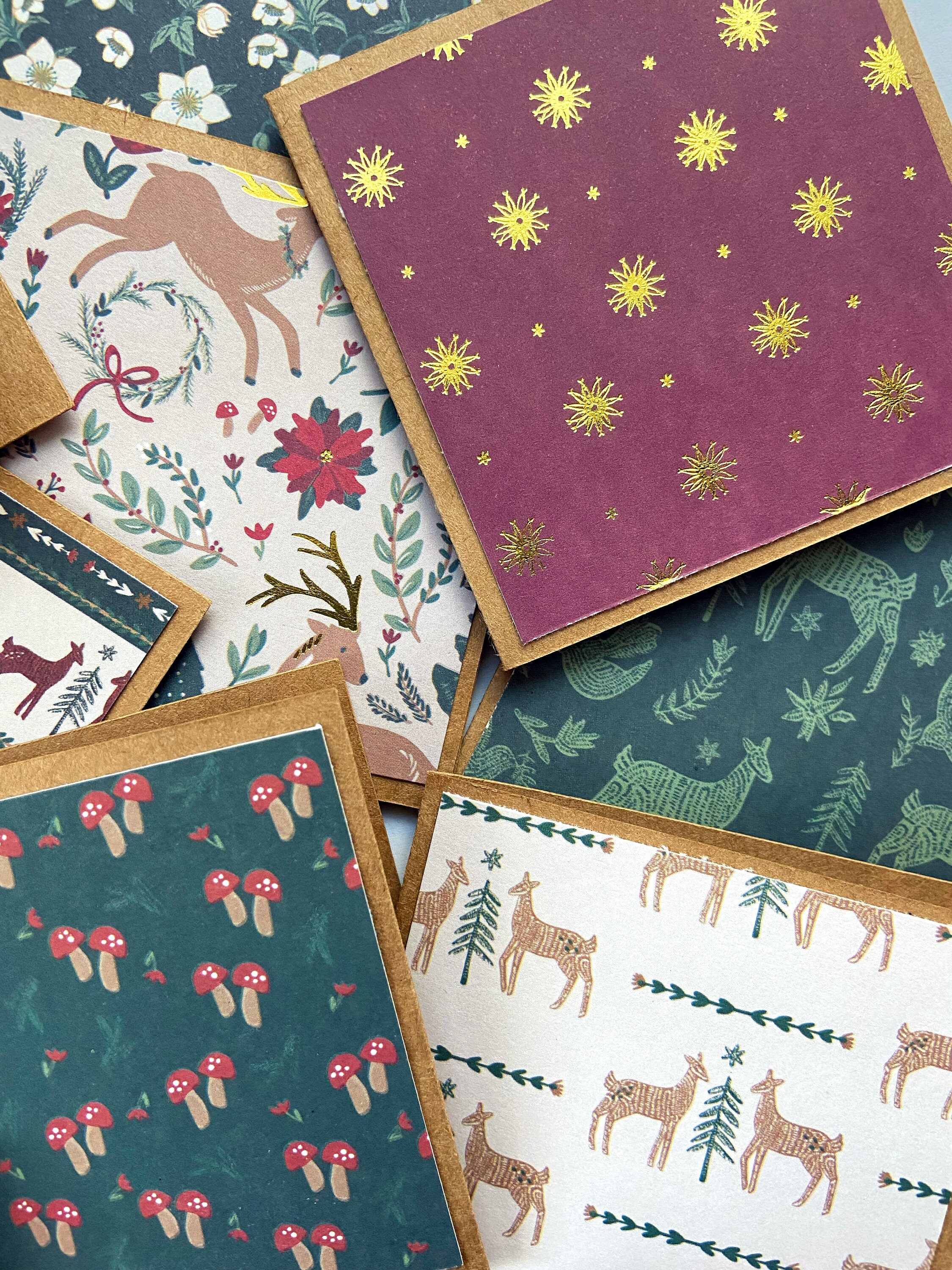 Mini Christmas Cards With Envelopes, Mushroom Christmas Cards, Deer ...