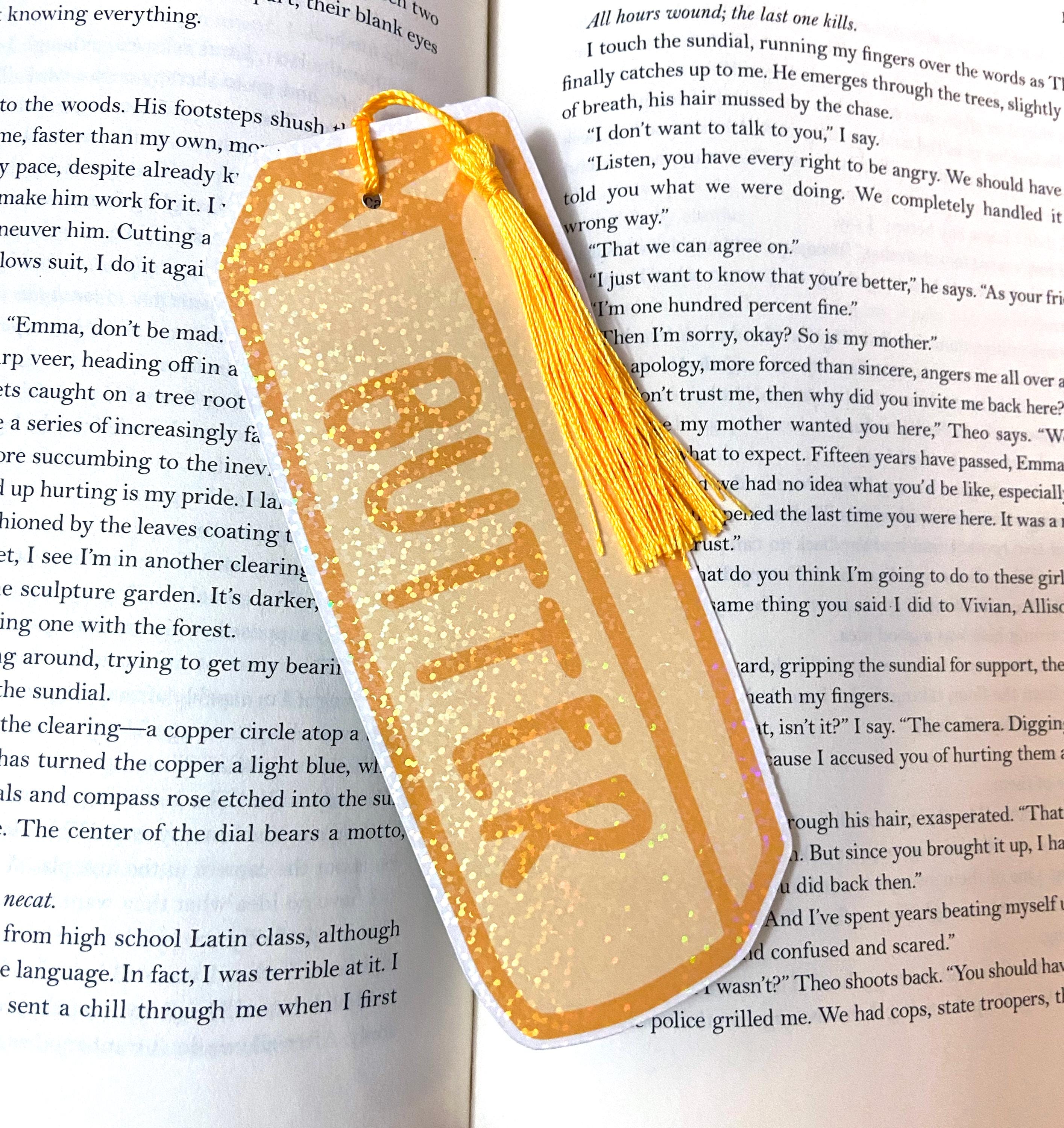Holographic butter bookmark, funny food bookmark with tassel, kids bookmarks, bookmark for her or him, sparkly bookmark
