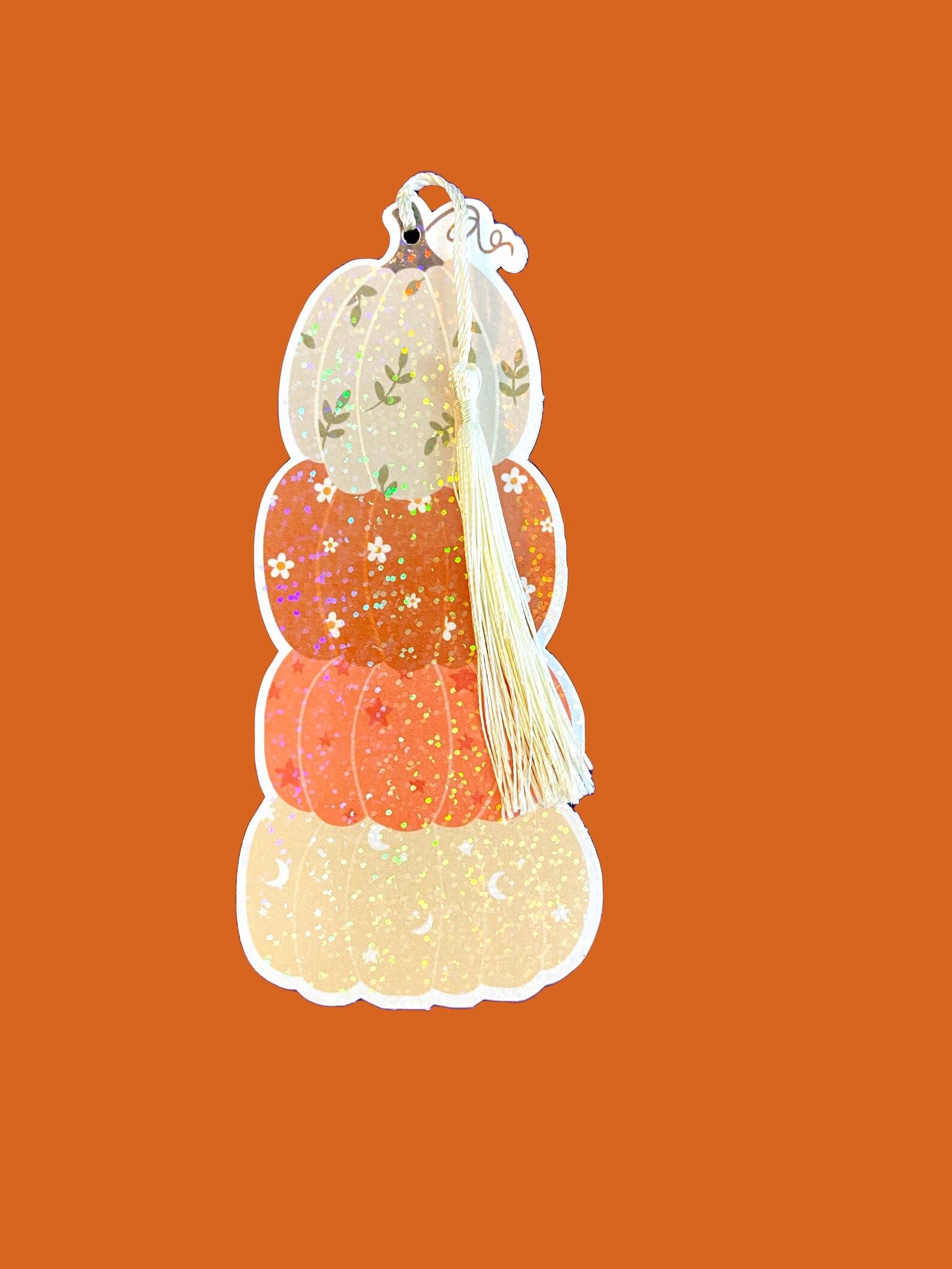 Holographic Pumpkin Stack Bookmark, Cute Fall Halloween Bookmark With ...