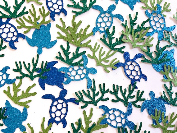 Sea turtle confetti, under the sea ocean birthday decorations, sea turtle birthday decor, ocean baby shower decorations, coral confetti