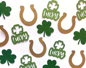 200 pieces of St. Patrick's Day confetti, shamrock confetti, lucky confetti, St. Patricks day glitter confetti, shamrock glitter