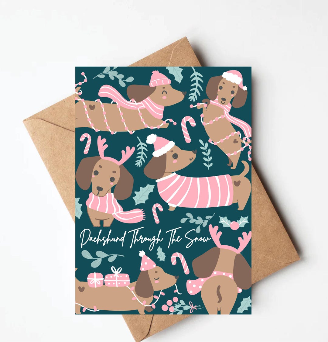 Dachshund Christmas Card, Funny Dog Christmas Card, Happy Holidays ...