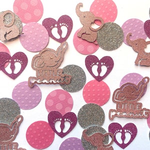 Elephant baby shower confetti, little peanut baby shower decor, pink elephant confetti, glitter confetti, baby shower table scatter