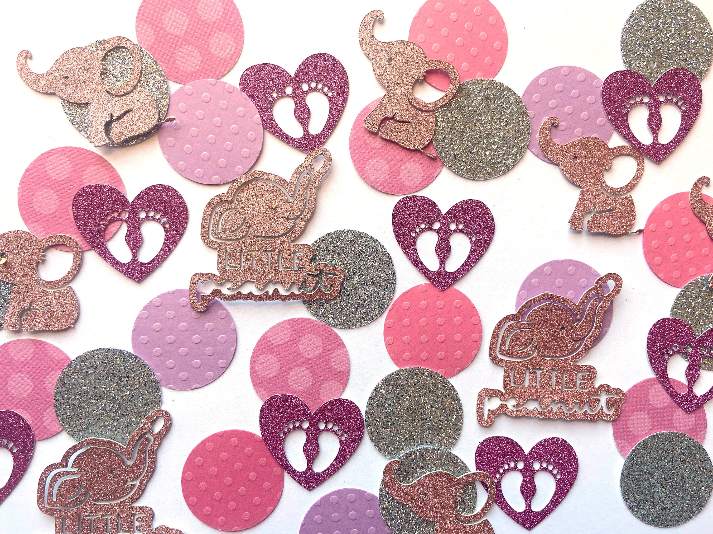 Elephant baby shower confetti little peanut baby shower decor pink elephant confetti glitter confetti baby shower table