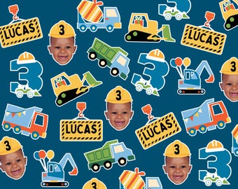 Personalized construction birthday face confetti, construction birthday decorations, custom face confetti