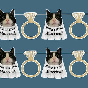 Mom is getting married personalized pet garland, pet bachelorette banner bunting, custom pet head banner
