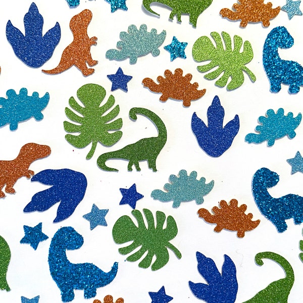 Dinosaur confetti, dinosaur birthday party decorations, glitter birthday confetti, dinosaur table scatter