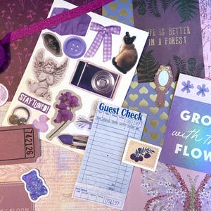 Mystery PURPLE junk journal grab bag, vintage girly scrapbooking ephemera, assorted scrap paper pack