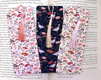 Floral Goose bookmark set, cute cottage core bookmark with tassel, goose lover gift, book lover gift