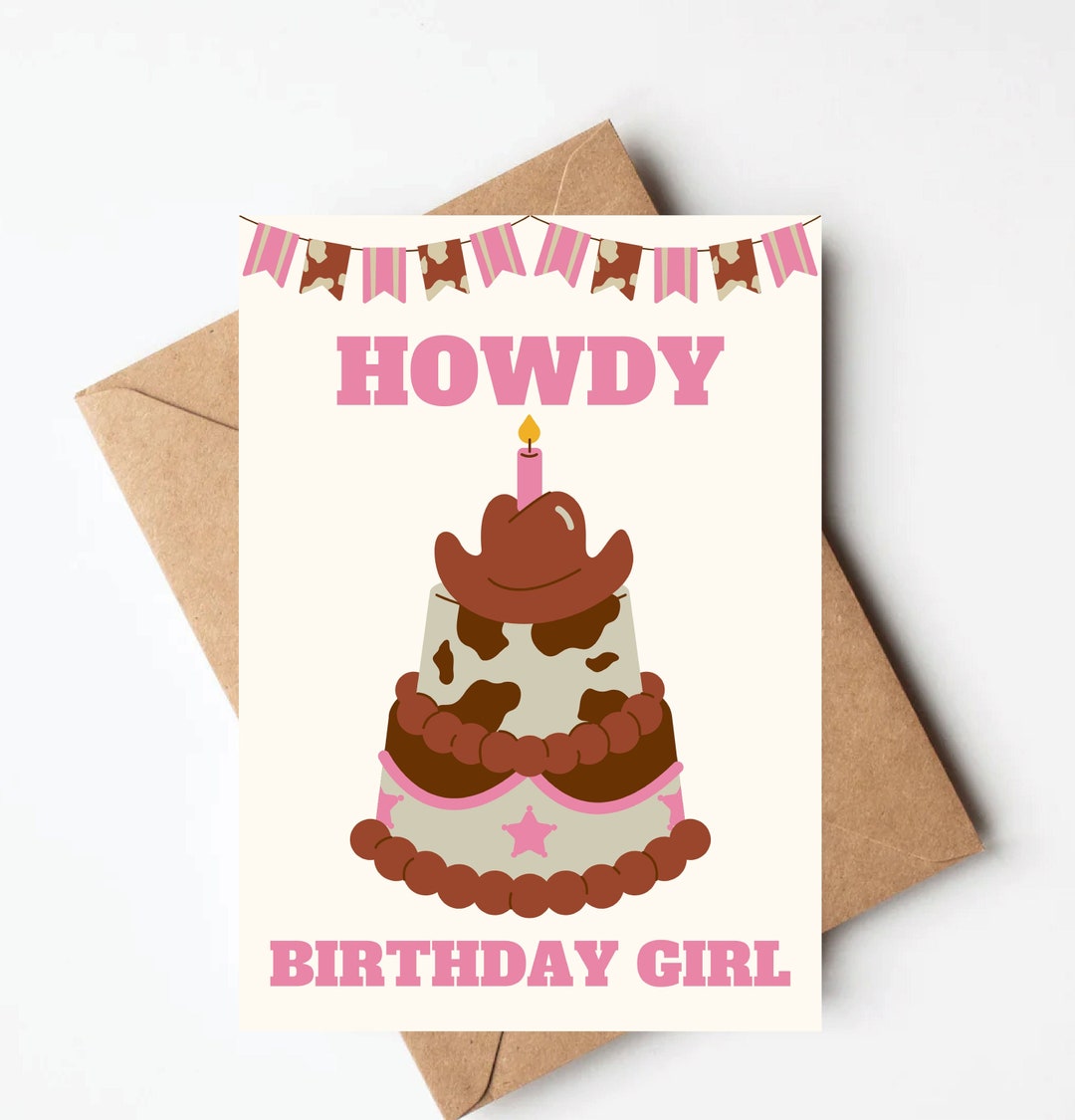 Cowgirl Birthday Card, Rodeo Birthday Card, Horse Lover Card, Birthday ...