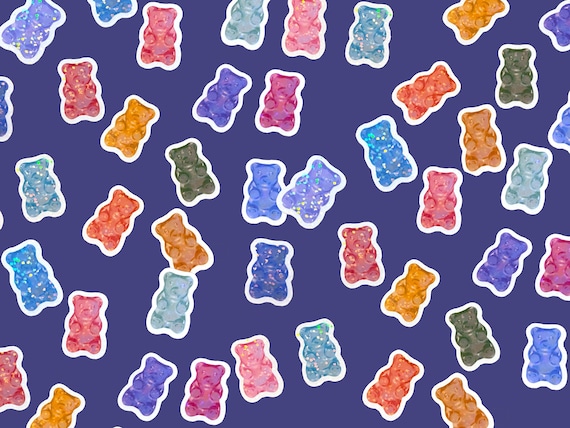Mini gummy bear stickers, bulk mini stickers, cute girly stickers, space filler stickers for laptop or water bottle