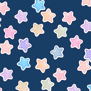 Mini holographic pastel star stickers, bulk mini stickers, cute stickers, space filler stickers for laptop water bottle