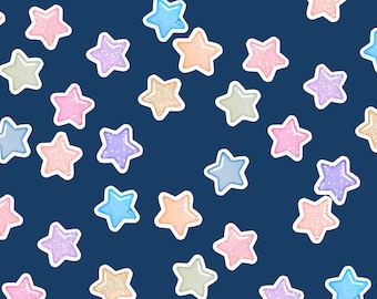 Mini holographic pastel star stickers, bulk mini stickers, cute stickers, space filler stickers for laptop water bottle