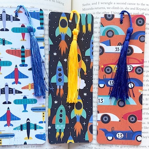Boys bookmarks for kids, kids bookmarks, airplane bookmarks, Car bookmark, cute bookmarks for kids, rocket ship bookmarks