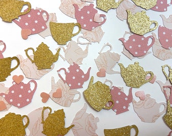 200 pieces of tea party confetti, teacup confetti, tea party baby shower decor, tea party birthday decorations, glitter confetti