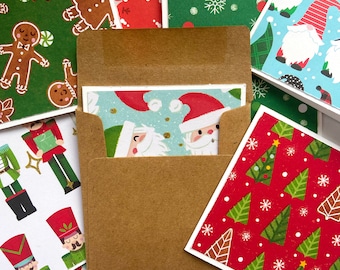 Mini Christmas cards with envelopes, mini Kraft envelopes, mini blank Christmas notecards with envelopes