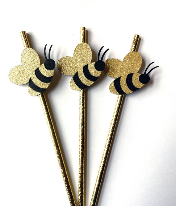 Bumble Bee Straws, Bee Straws, Gold Bumble Bee Decorations, Bee Bridal  Shower, Bee Birthday, Bee Baby Shower, Mommy to Bee, Bride to Bee