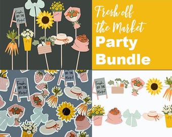 Fresh off the market bridal shower decorations, garden farmers Markey bachelorette confetti, market cupcake toppers and banner