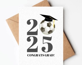 Soccer graduation card, sports graduation card for high school or college graduate, grad card for athlete