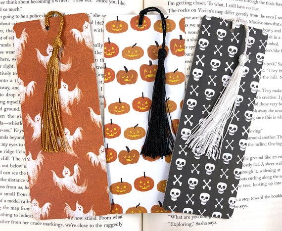 Halloween bookmark set, cute halloween bookmark with tassel, kids bookmarks, boo basket fillers, trick or treat, halloween book lover gift