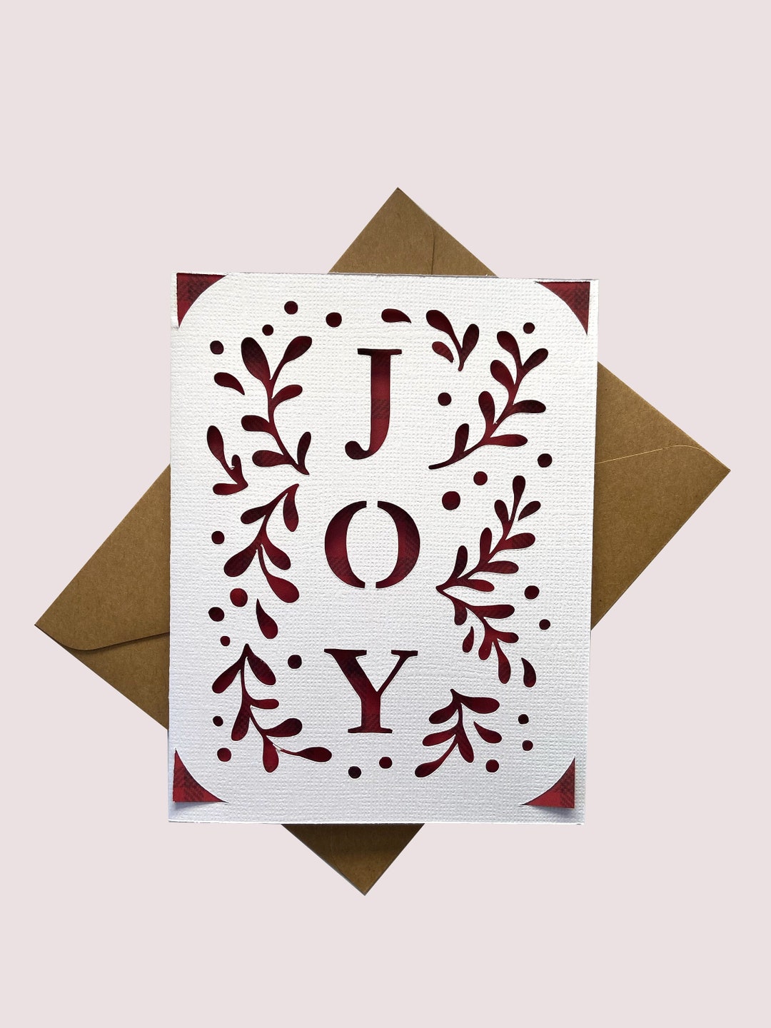 Set of Cutout Christmas Cards Joy Christmas Cards Die Cut Etsy
