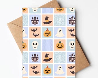 Pastel Halloween greeting card, any occasion pumpkin card for friend