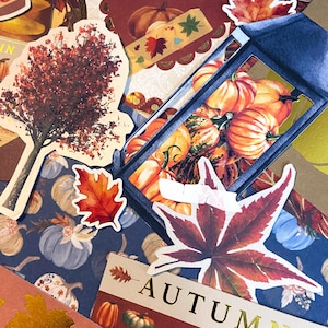 Mystery Fall junk journal grab bag, scrapbooking ephemera, assorted fall pumpkin scrap paper pack