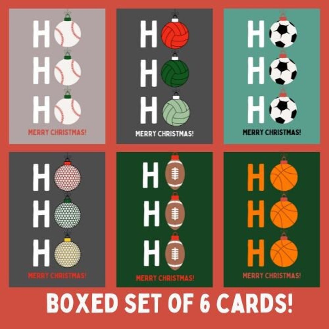 Set of 6 Sports Themed Christmas Cards Christmas Card for Etsy