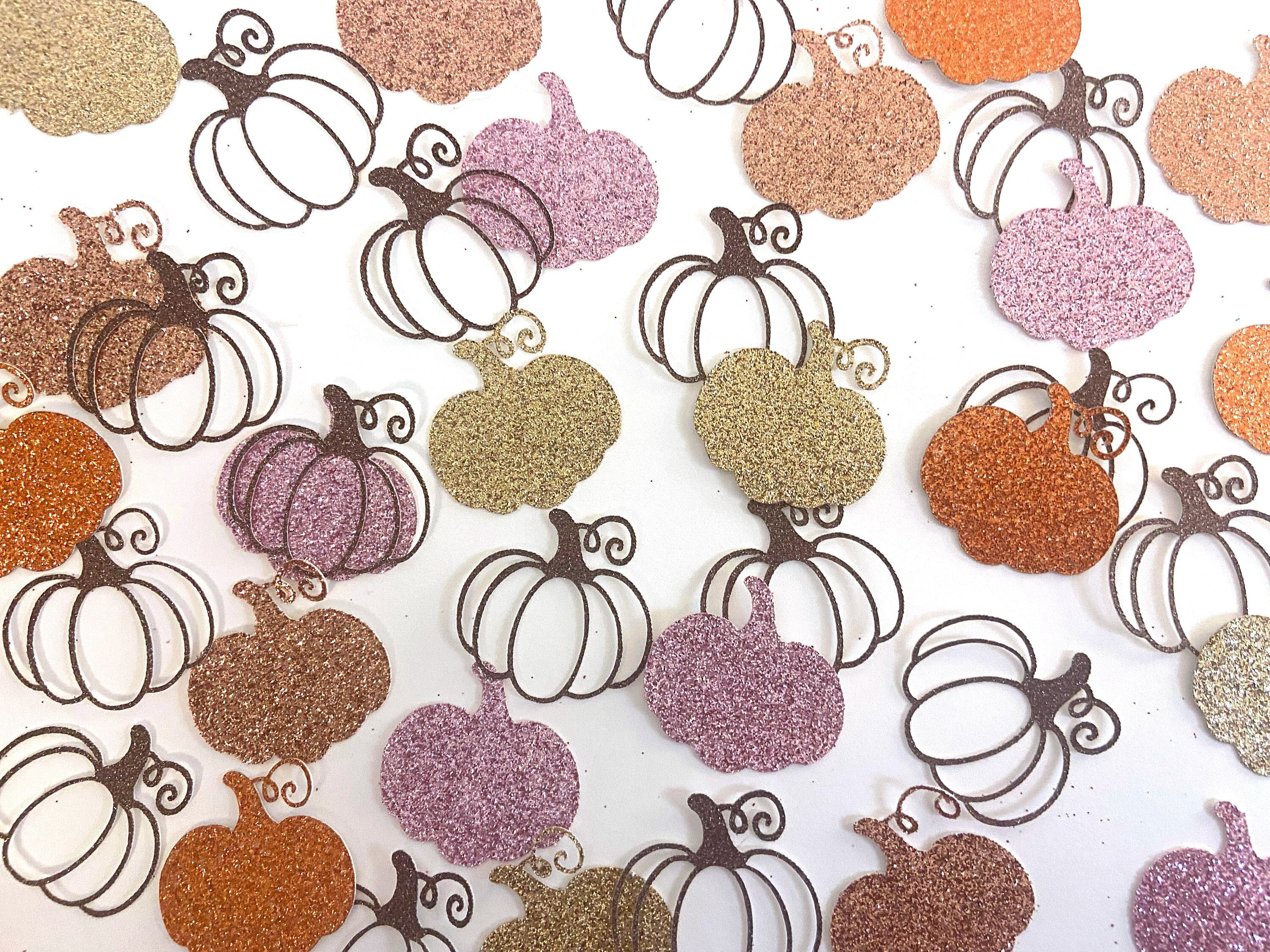 Pastel pumpkin confetti pink pumpkin party decorations fall confetti little pumpkin birthday decor pumpkin baby shower