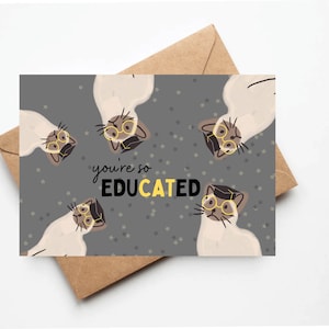 Cat graduation card, funny cat lover graduation card, high school grad card, college graduation card, cat lover cards