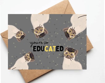 Cat graduation card, funny cat lover graduation card, high school grad card, college graduation card, cat lover cards