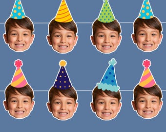 Personalized face birthday garland, funny birthday decorations banner bunting