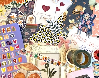 Mystery junk journal grab bag, scrapbooking ephemera, assorted scrap paper pack