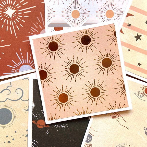 Mini notecards, sun and moon notecards, mini cards in bulk, mini greeting cards, 3x3 notecards
