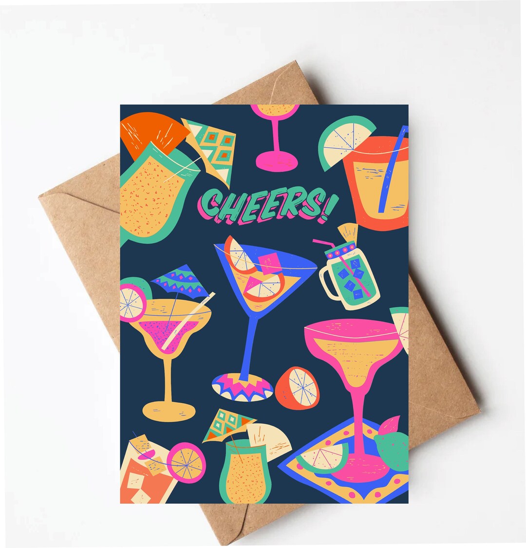 Margarita Birthday Card, Colorful Birthday Card for Friend, Cute ...