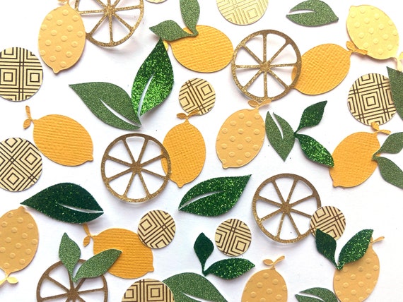 200 pieces of lemon confetti, lemon birthday party decorations, lemon baby shower, lemon party decor, fruit confetti