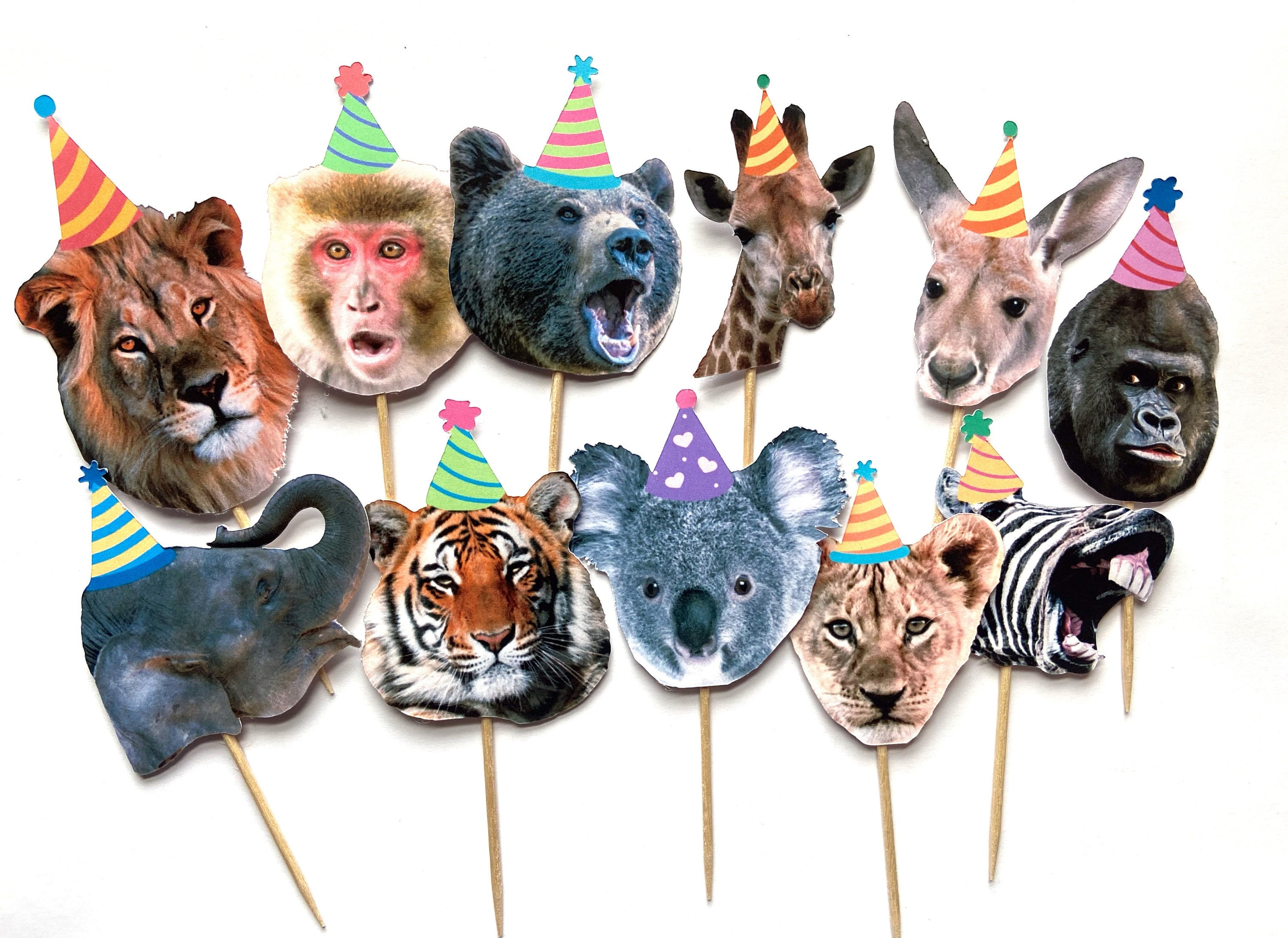 Zoo Animal Cupcake Toppers Funny Jungle Animal Cupcake Etsy